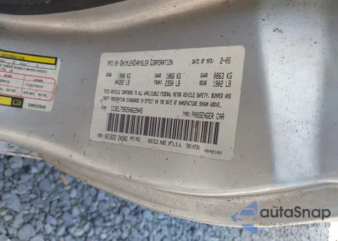 2005 Chrysler Sebring Gtc из США, поврежденный, VIN 1C3EL75R25N622045